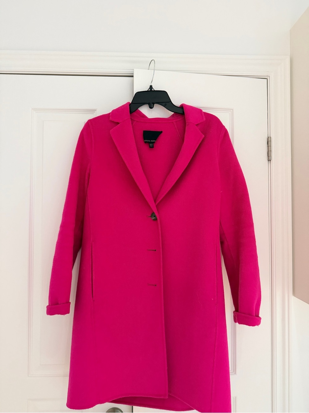 Women's Hot Pink Collar Car Coat